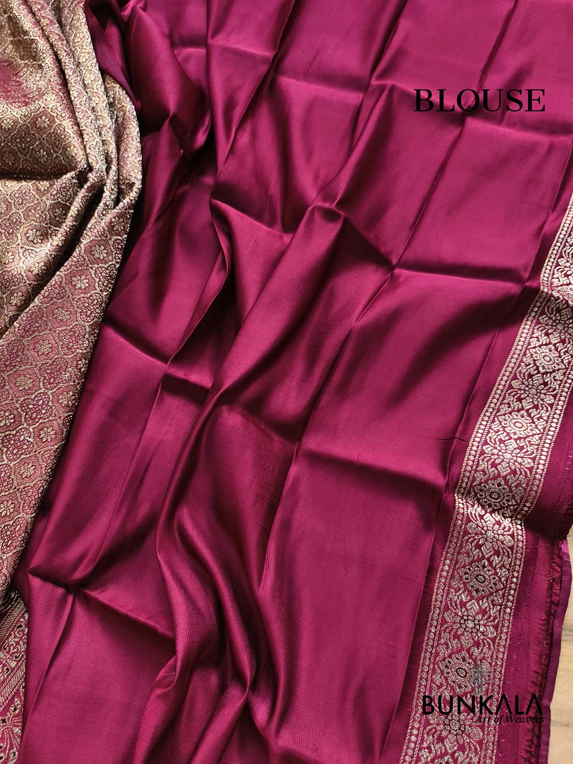 Maroon Brocade Weaved Banarasi Mashru Silk Saree
