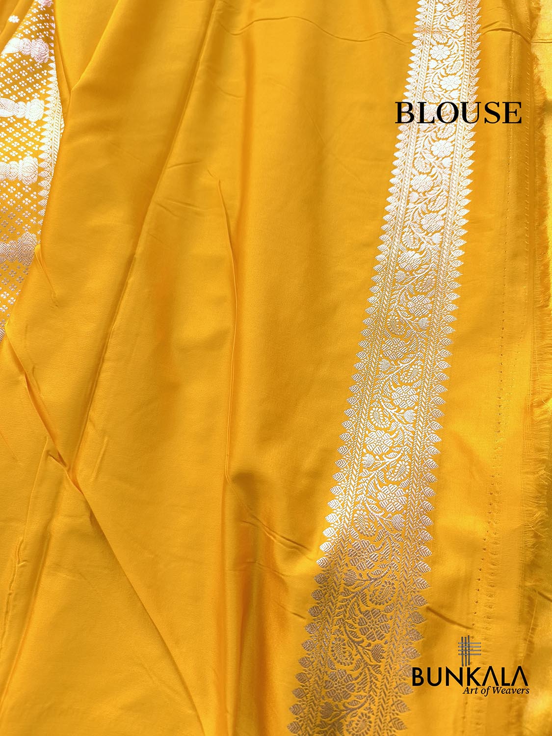 Dark Yellow Small Flower Buti Weaved Banarasi Mashru Silk Saree