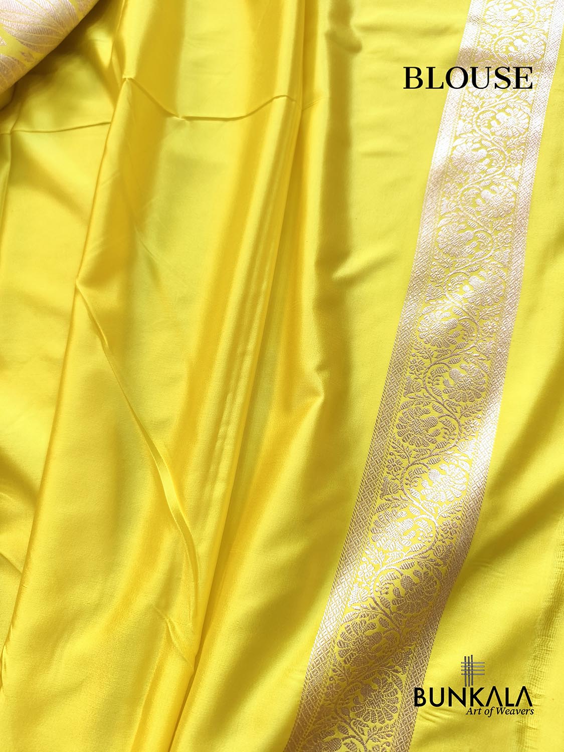 Bright Lemon Yellow Sona Zari Buti Weaved Banarasi Mashru Silk Saree