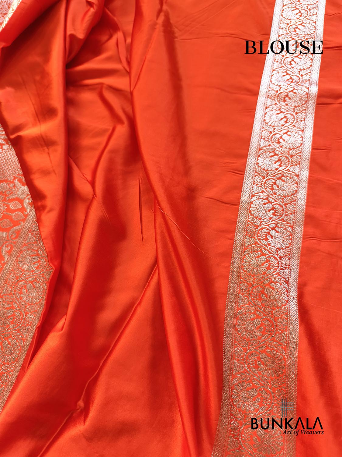 Burnt Orange Sona Zari Buti Weaved Banarasi Mashru Silk Saree