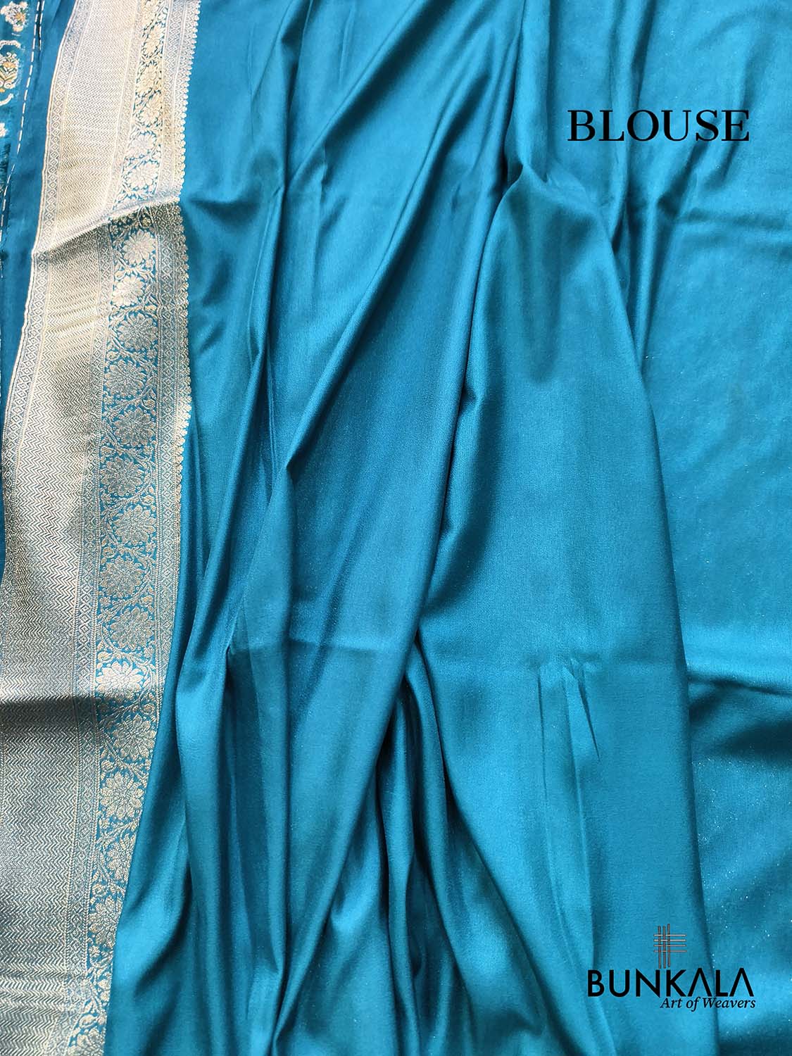 Teal Blue Meenakari Jaal Weaved Banarasi Resham Silk Saree 