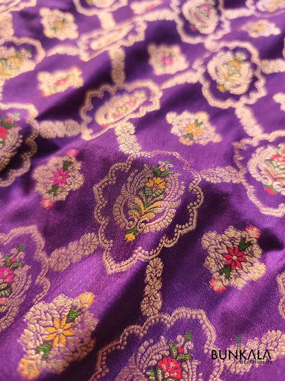 Puple Meenakari Jaal Weaved Banarasi Resham Silk Saree