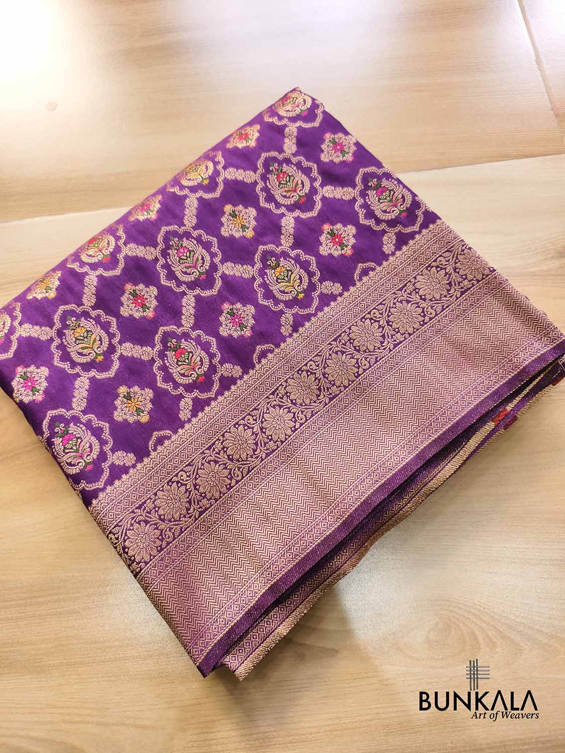 Puple Meenakari Jaal Weaved Banarasi Resham Silk Saree