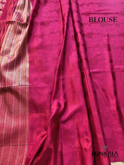 Burgundy Birds Sona Rupa Weaved Banarasi Mashru Silk Saree