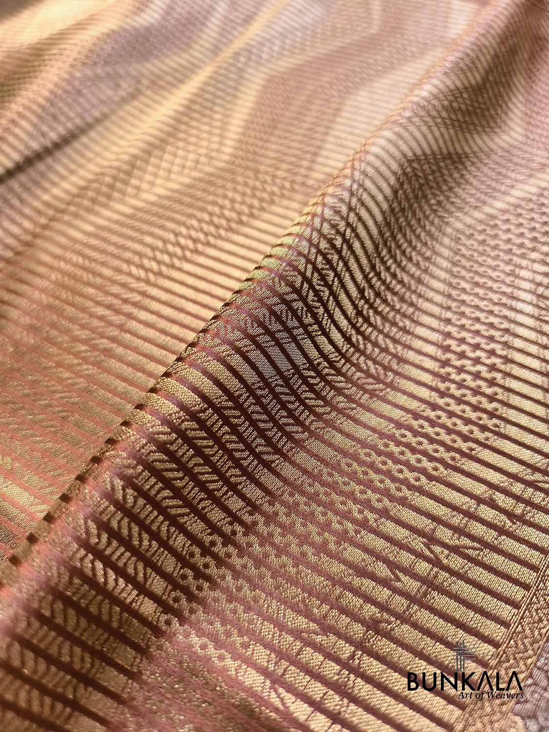 Cheeku Brown Geometrical Zig Zag Weaved Banarasi Mashru Silk Saree