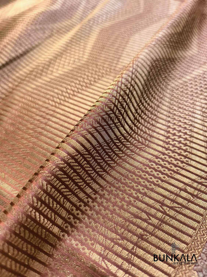 Cheeku Brown Geometrical Zig Zag Weaved Banarasi Mashru Silk Saree
