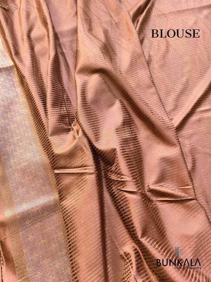Cheeku Brown Geometrical Zig Zag Weaved Banarasi Mashru Silk Saree