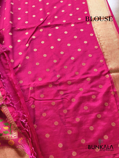 Off White Floral Multi Jaal Weaved Banarasi Resham Silk Saree