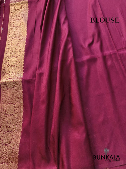 Maroon Shikargha Jaal Sona Rupa Weaved Banarasi Resham Silk Saree