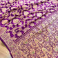 Purple Heritage Figure Motif Banarasi Pure Katan Silk Saree