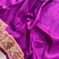 Purple Heritage Figure Motif Banarasi Pure Katan Silk Saree