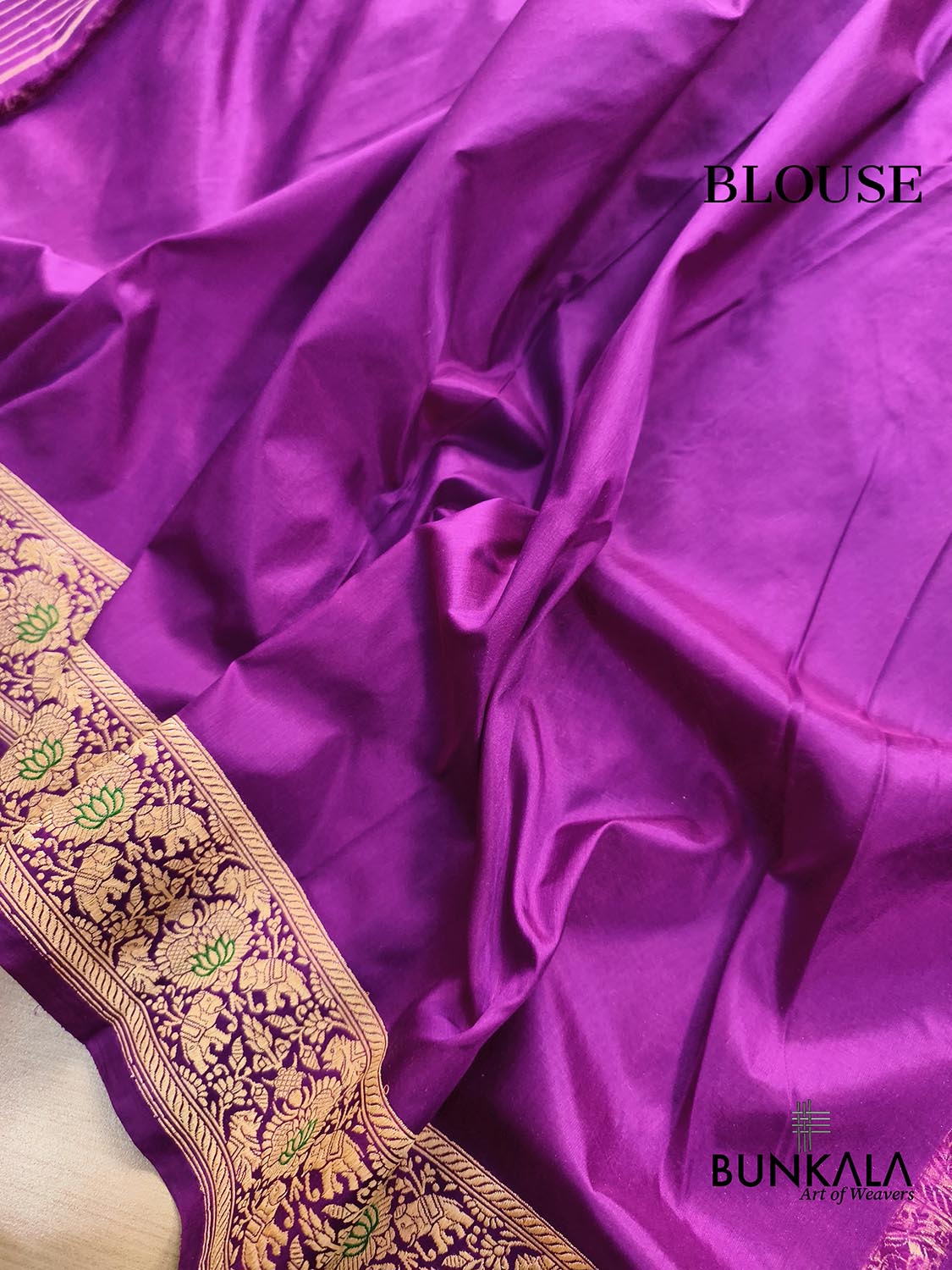 Purple Heritage Figure Motif Banarasi Pure Katan Silk Saree
