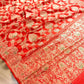 Orange Heritage Figure Motif Banarasi Pure Katan Silk Saree
