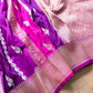 Purple & Pink Rangkat Stripe Buti Sona Rupa Kadwa Weaved Banarasi Pure Katan Silk Saree