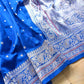 Royal Blue Silver Zari Buti Banarasi Pure Katan Silk Saree