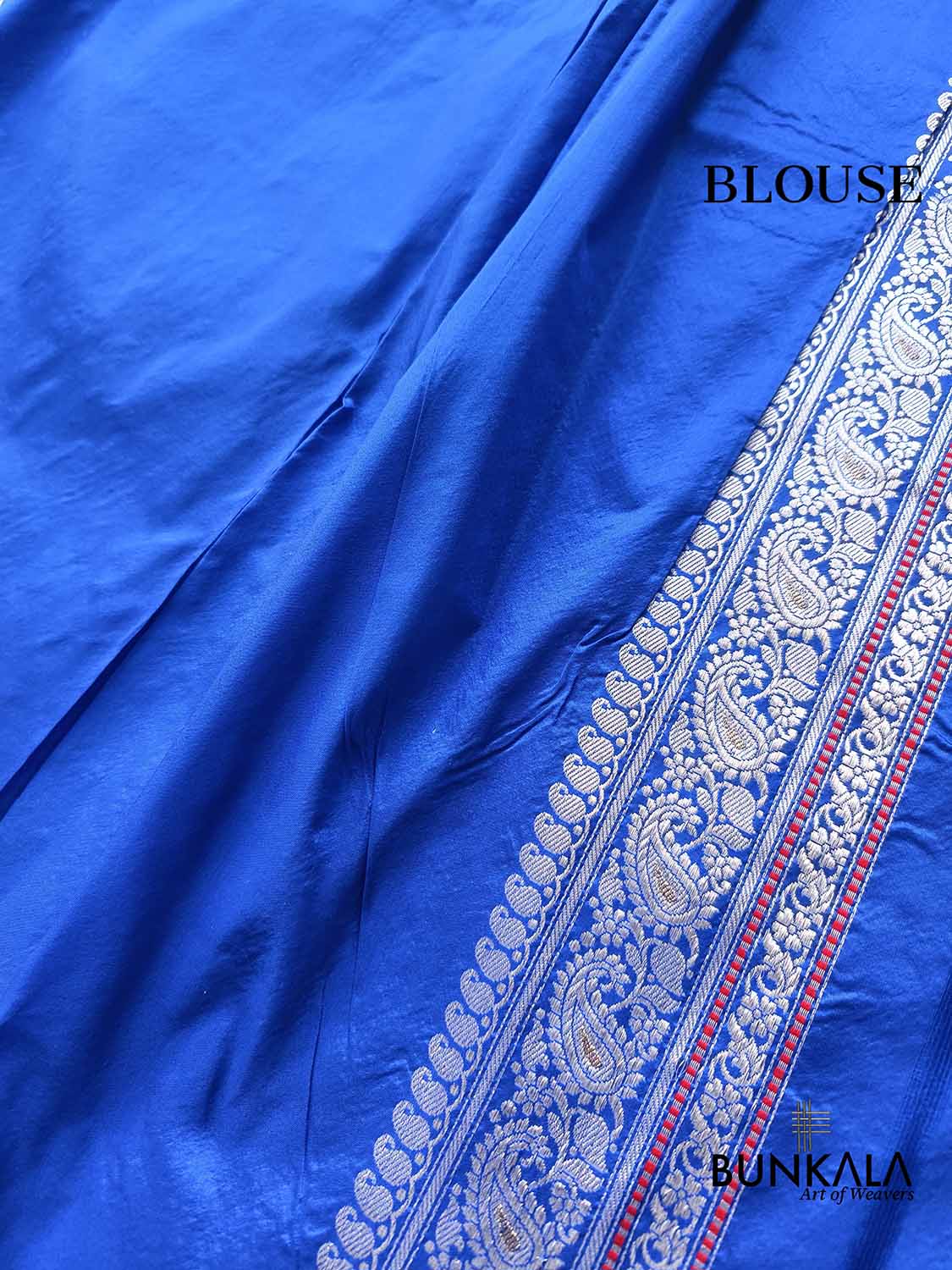 Royal Blue Silver Zari Buti Banarasi Pure Katan Silk Saree