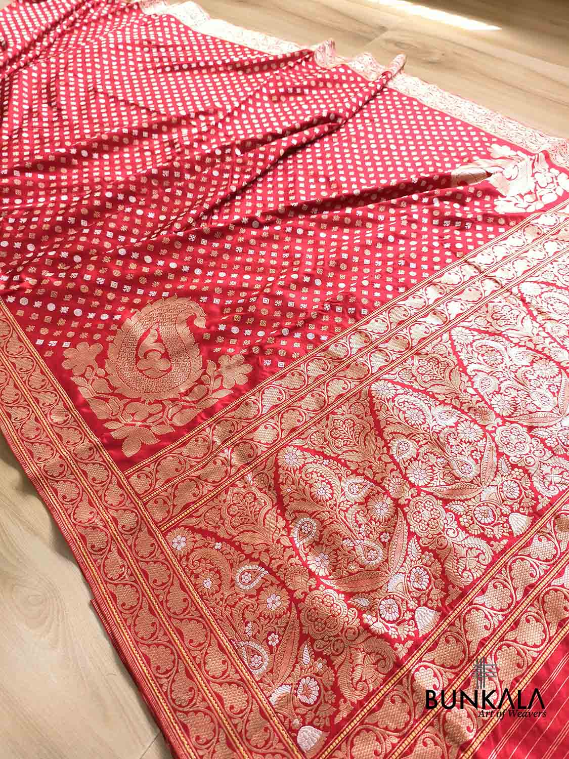 Shop Bridal Red Koniya Buta Sona Rupa Banarasi Pure Katan Silk Saree ...