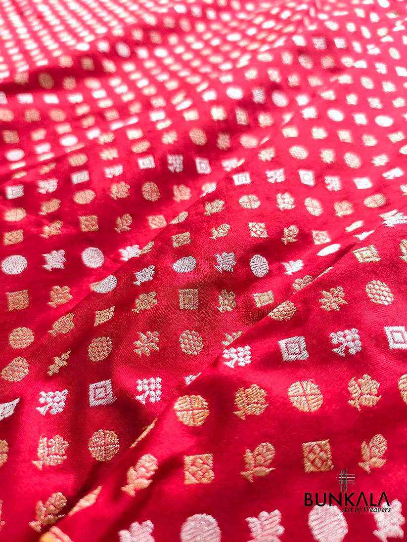 Shop Bridal Red Koniya Buta Sona Rupa Banarasi Pure Katan Silk Saree ...
