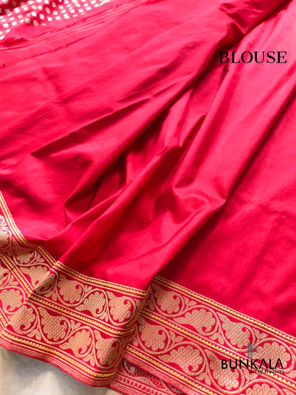 Bridal Red Heritage Design Big Koniya Buta Sona Rupa Banarasi Pure Katan Silk Saree