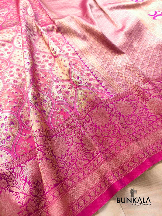 Rani Pink Brocade Jamewar Design Banarasi Silk Saree