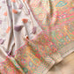 Ivory Pashmina Design Meenakari Banarasi Mashru Silk Saree