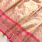 Peach Leaf Pattern Brocade Meenakari Border Banarasi Silk Saree