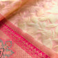 Peach Leaf Pattern Brocade Meenakari Border Banarasi Silk Saree