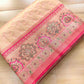 Peach Leaf Pattern Brocade Meenakari Border Banarasi Silk Saree