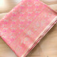 Baby Pink Jamewar Brocade Floral Banarasi Silk Saree