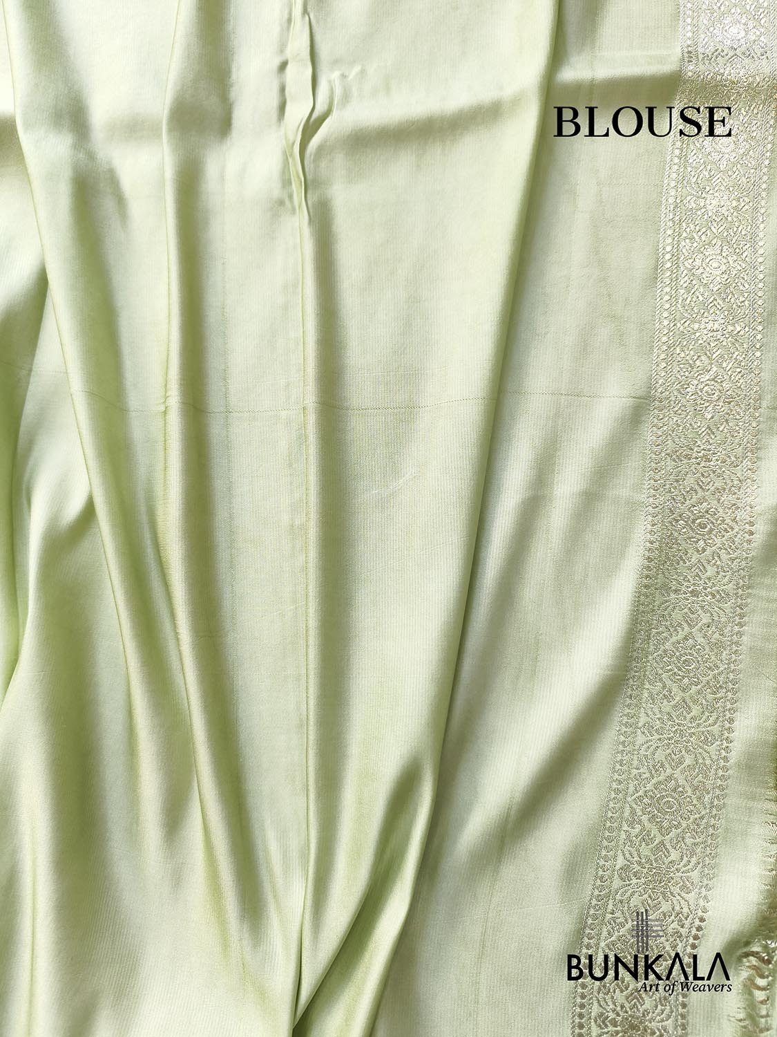 English Green Banarasi Brocade Weaved Mashru Silk Saree with Zari Jaal