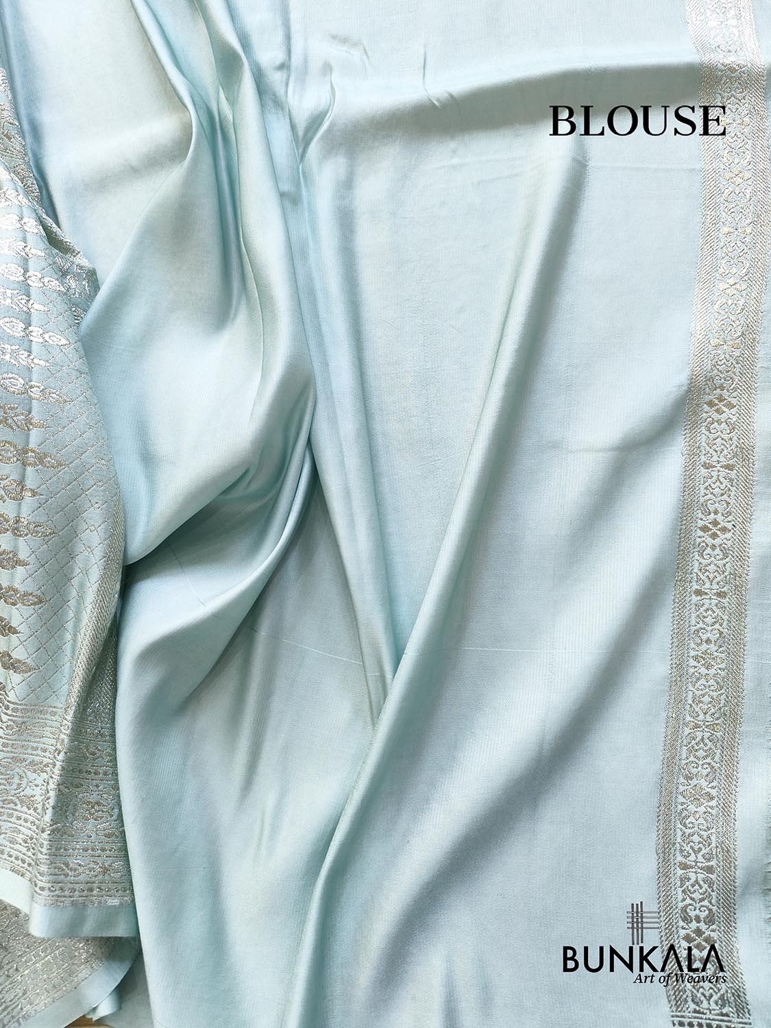 English Blue Banarasi Brocade Weaved Mashru Silk Saree with Zari Work