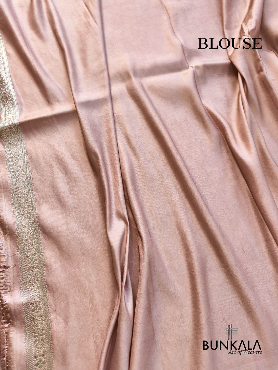 Customized for Lovers - Rose Nude Pink Banarasi Brocade Weaved Mashru Silk Saree with Geometric Jaal