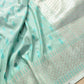 Sea Blue Mashru Silk Jamewar Leaf Buti Design Weaved Banarasi Saree