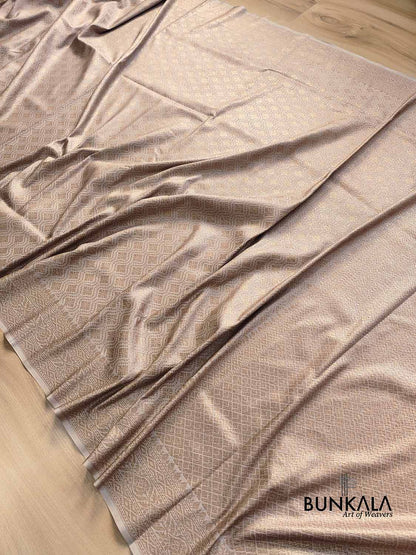 Soft Ivory Off White Resham Silk Brocade Antique Zari Weaved Banarasi Saree