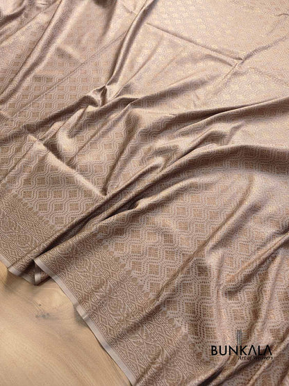 Soft Ivory Off White Resham Silk Brocade Antique Zari Weaved Banarasi Saree