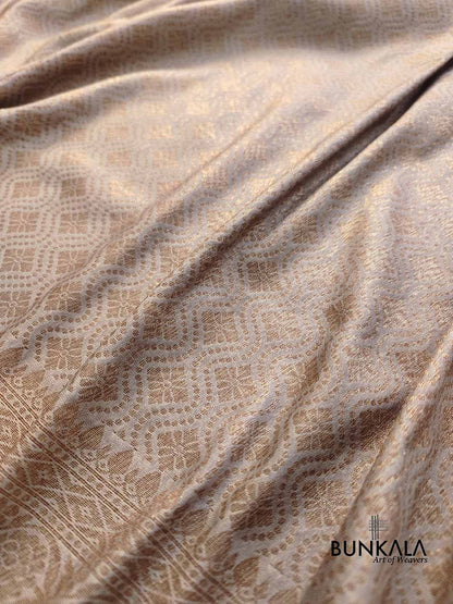 Soft Ivory Off White Resham Silk Brocade Antique Zari Weaved Banarasi Saree