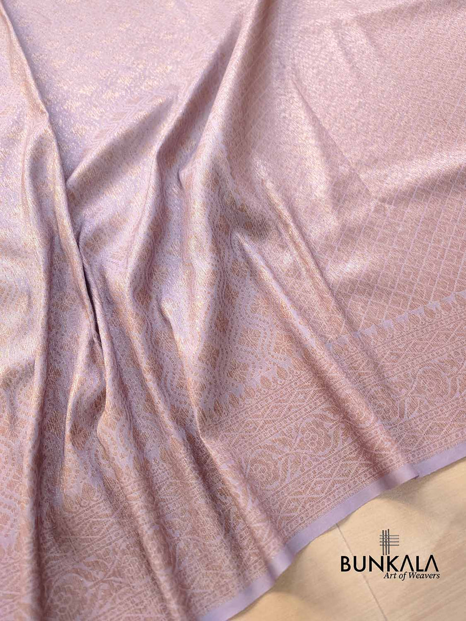 Lavender Glass Tissue Saree with Sequin, Stone, Resham & Bead Work