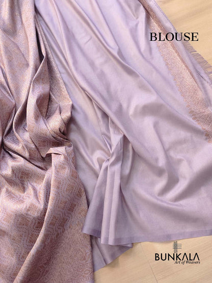 Mauve Magic Lavender Resham Silk Brocade Antique Zari Weaved Banarasi Saree