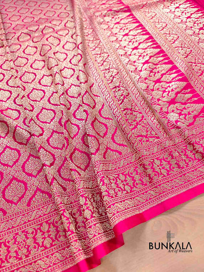 Rani Pink Brocade Weaved Banarasi Mashru Silk Saree