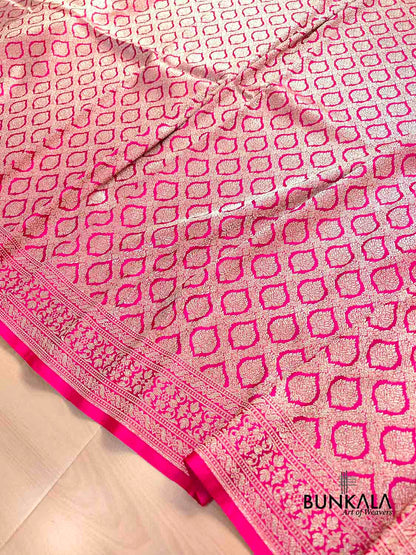 Rani Pink Brocade Weaved Banarasi Mashru Silk Saree