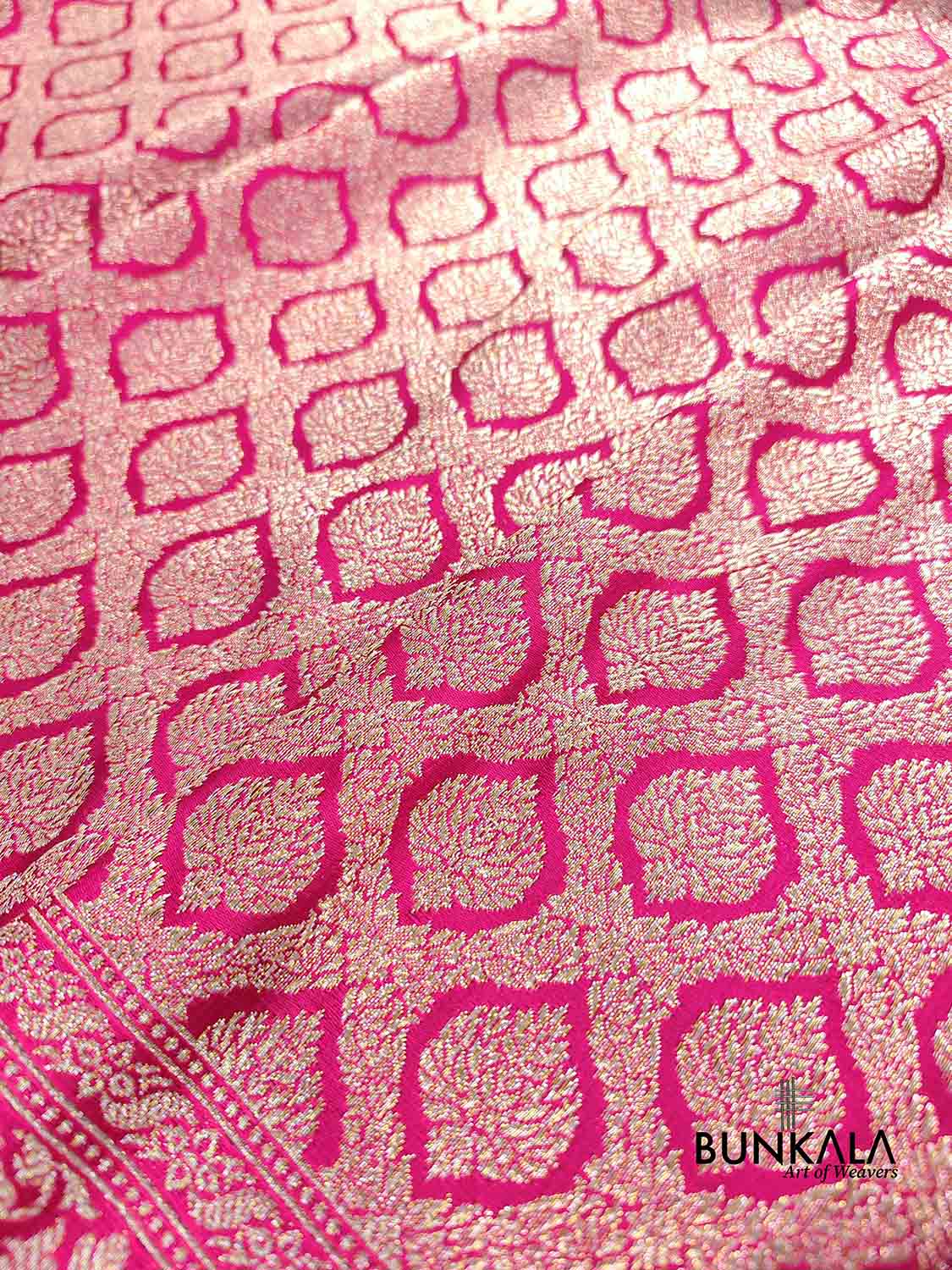 Rani Pink Brocade Weaved Banarasi Mashru Silk Saree