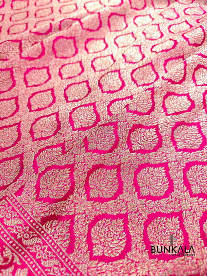 Rani Pink Brocade Weaved Banarasi Mashru Silk Saree