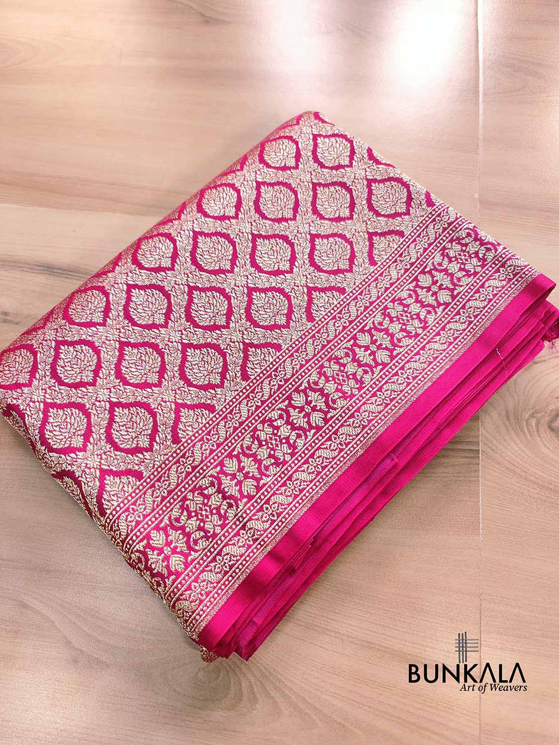 Rani Pink Brocade Weaved Banarasi Mashru Silk Saree