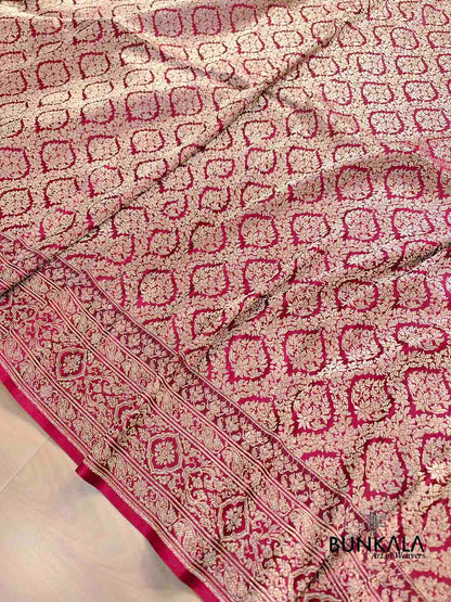 Burgundy Brocade Weaved Banarasi Mashru Silk Big Border Saree