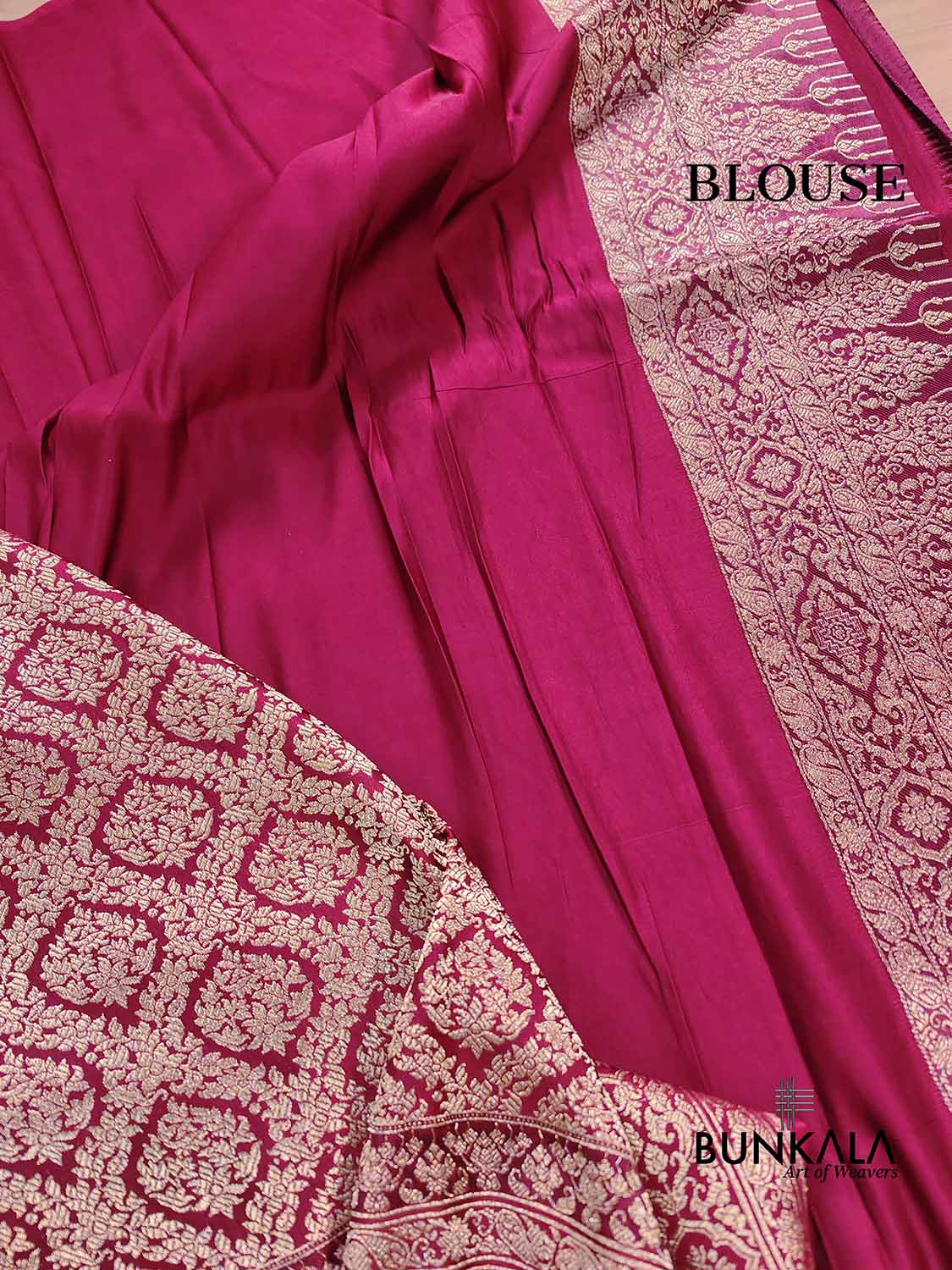 Burgundy Brocade Weaved Banarasi Mashru Silk Big Border Saree
