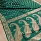 Green Buti Weaved Banarasi Mashru Silk Floral Border Saree