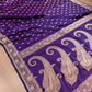 Purple Buti Weaved Banarasi Mashru Silk Floral Border Saree