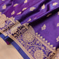 Purple Buti Weaved Banarasi Mashru Silk Floral Border Saree