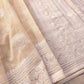 Pastel Peach Thread Work Floral Design Embroidered Organza Saree