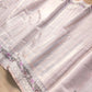 Pastel Grey Banarasi Stripe Design Floral Embroidered Border Organza Saree